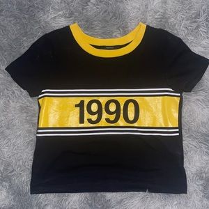 Cute crop top vivid yellow jet black. 1990